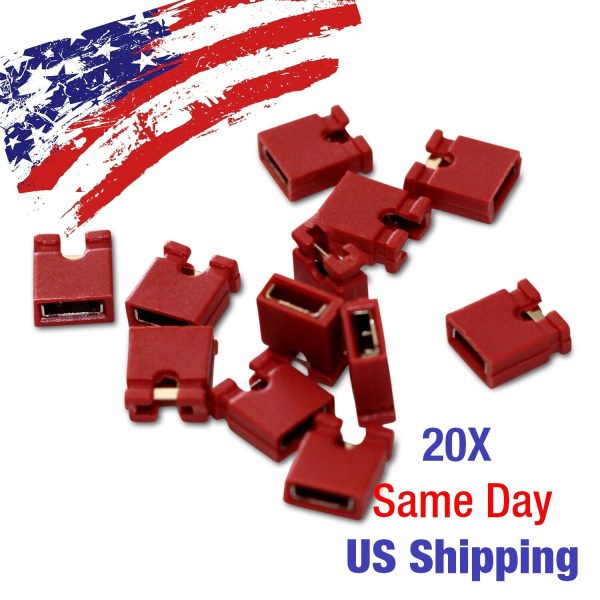 Red 2.54mm Standard Circuit Board Computer Jumper Cap Shunt 20PCS USA SHIP TODAY