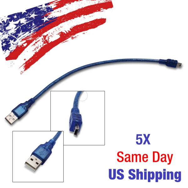 Mini USB Cable 30CM 12in 1FT 2.0 Male B Arduino - USA SHIP TODAY! 5PCS