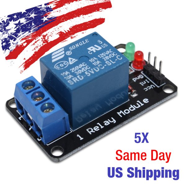 5V 1-Channel Relay Module interface Board PIC AVR DSP ARM MCU Arduino USA 5PCS