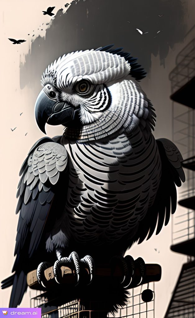 An african grey parrot created by Dream by WOMBO